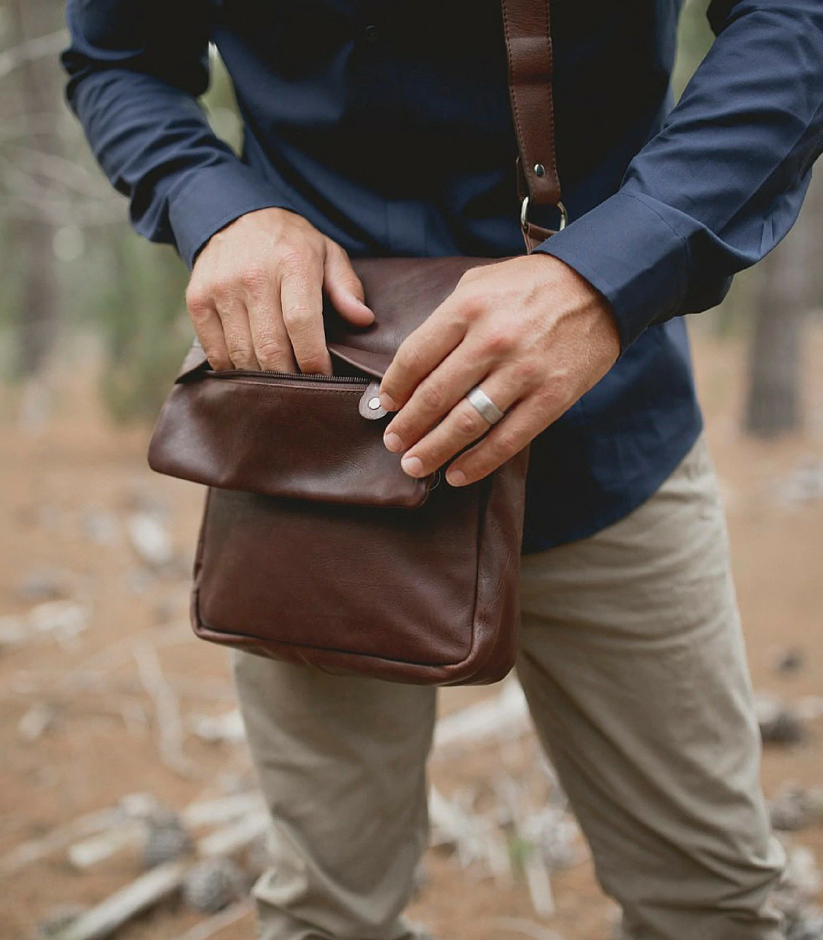 Small leather satchel mens sales